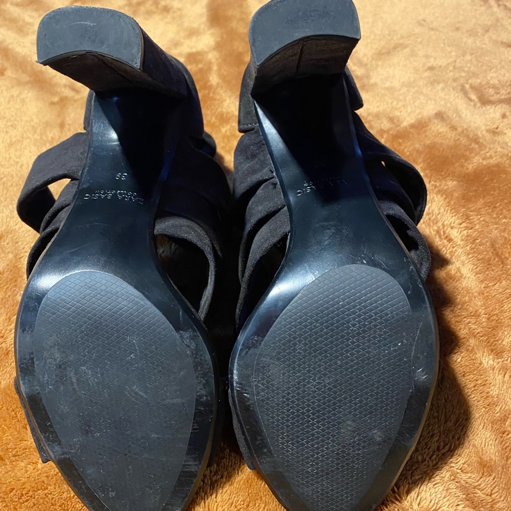 Zara Basic Collection Black Strappy Heels Size 39 - image 4